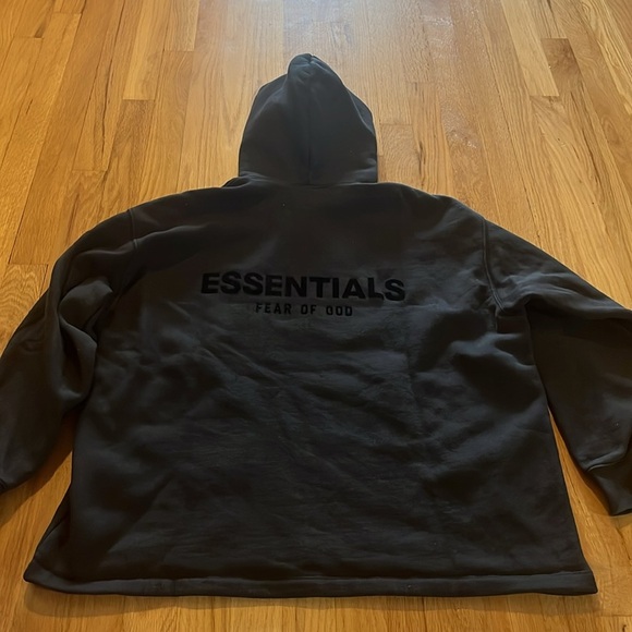 Essentials Fear of God Black Logo Spellout Oversized Hoodie Sz XS - Picture 1 of 8